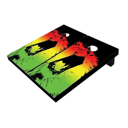 Skip's Garage Rasta Lion Solid Wood Cornhole Board Set