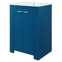 Sink Vanity Cabinet, Melamine, Blue Navy White, Modern Contemporary Urban Design, Hotel Bedroom Bathroom Master Suite Guest