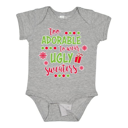 

Inktastic Too Adorable to Wear Ugly Sweaters Gift Baby Boy or Baby Girl Bodysuit