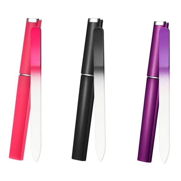 3 Pack Crystal Glass Nail File with Case, Casewin Glass Fingernail File for Natural Nail Professional Manicure Nail Tool Czech Glass File Double-Sided Etched Gentle Nail Care