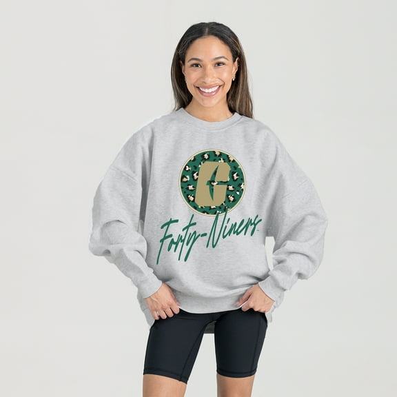 Women's Gameday Couture Ash Charlotte 49ers Premium Fleece Pullover Sweatshirt