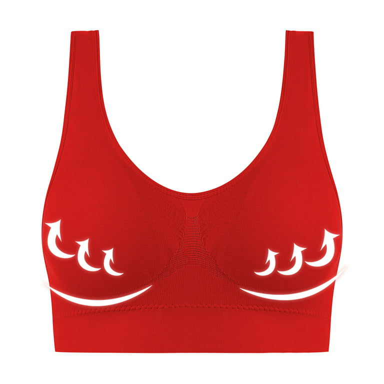 REORIAFEE Bra for Women Everyday Bra Comfort Bralette Cup Comfortable One  Piece Wireless Vest Breathable Push Up Bra Red L 