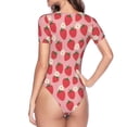 thumbnail image 3 of Uemuo Strawberry And Flowers Pattern Women's One Piece Short Sleeve Swimsuit Rash Guard Surfing Modest Quick-drying Swimsuit Beach Essentials-Small, 3 of 9