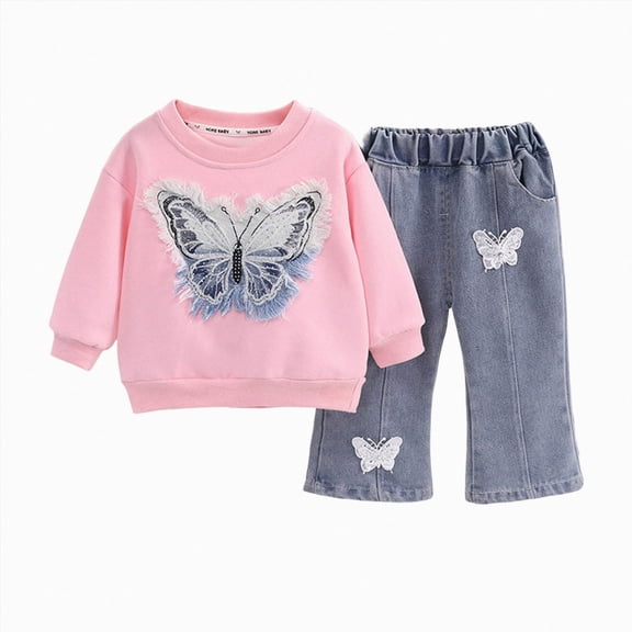 Toddler Baby Girl Outfits Long Sleeve Letter Embroidery Tops and Elastic Waist Pants Set 6-12 Months 12-24 Months 2t 3t 4t 5t 6t 7t 8t 9t Children Hot Pink 4-5 Years