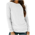 thumbnail image 1 of Timegard Long Sleeve Tops for Women Round Neck Causal Tunic T Shirts Comfy Solid Color Basic Tops, 1 of 8