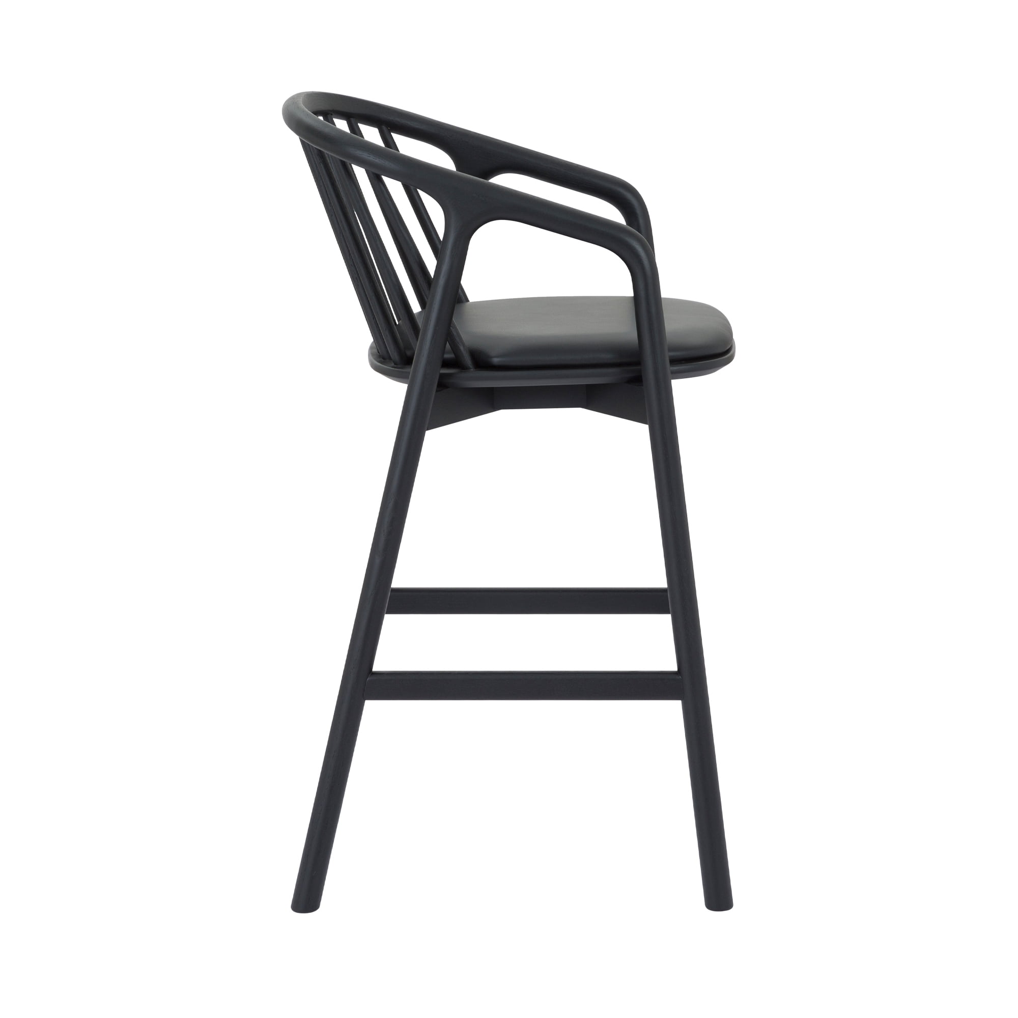 Larisa Adjustable Black Wood Bar Stool in Gray Faux Leather with Golden Bronze and Black Metal