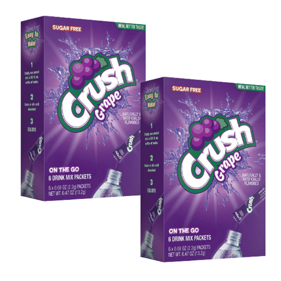 Crush- Grape Powder Drink Mix - Sugar-Free & Delicious Non-Carbonated Soft Drink - Pack of 2