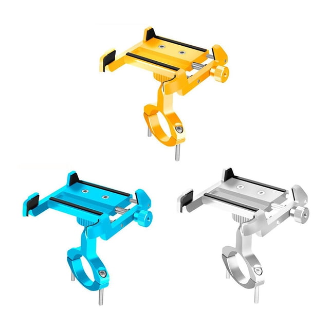 facefd Alloy Mountain Cycle Phone Holder Portable Front Handlebar Universal Rubber Coating Telescopic Anti- for slip Fix Bracket Biking Rack Gold Silver