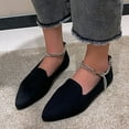 thumbnail image 2 of NOKIO Women'S Suede Loafers Women'S Pointed Toe Flats Ladies Summer Fashion Casual Solid Color Light Mouth Single Shoes Breathable Large Size Going Out Retro Casual Shoes, 2 of 5