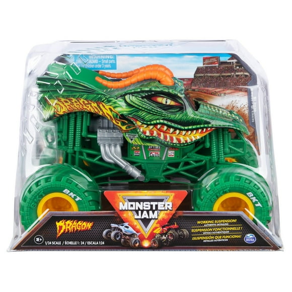 Monster Jam, Official Dragon Monster Truck, Collector Die-Cast Vehicle, 1:24 Scale, Kids Toys for Boys Ages 3 and up