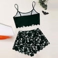 thumbnail image 5 of MEZZALL Gothic Skeleton Pattern Women Pajama Set, Thin Strap Scalloped Edge Crop Tops Elastic Waist Shorts, Cute Halloween Party Casual Loungewear, 5 of 5