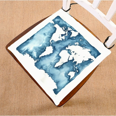 

PHFZK Abstract Art Splatter Painting Chair Pad Watercolor World Map Blue Seat Cushion Chair Cushion Floor Cushion Two Sides Size 16x16 inches