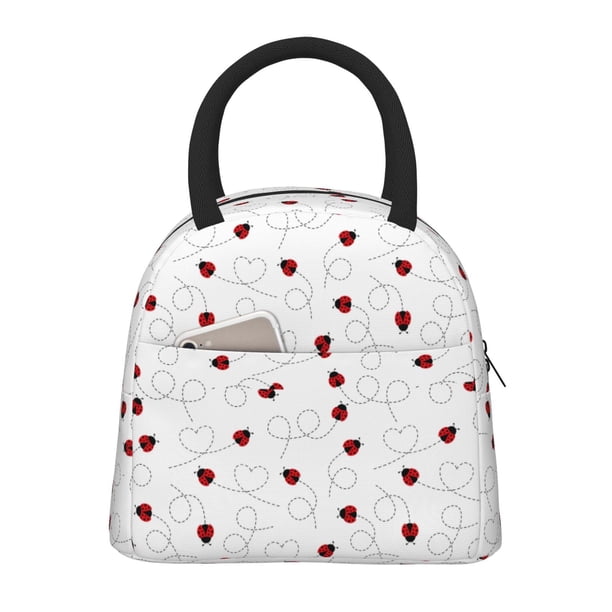 Balery Ladybugs Flying On Dotted Route Bolsa de Almuerzo para Mujeres, Caja de Almuerzo, Bolsa de Almuerzo Pequeña Impermeable, Tote de Almuerzo Reutilizable con Gran Capacidad