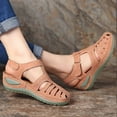 thumbnail image 6 of NOKIO Women'S Versatile Summer Footwear Thick Sole Sandals For Women Soft Leather Closed Toe Vintage Anti Slip Sandals Thick Sole Premium Shoes Hollow Sandals Womens Sandals Wedge Comfortable, 6 of 6