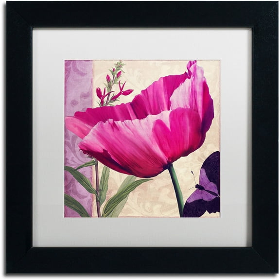 Trademark Fine Art " Pink Poppy I " Canvas Art by Color Bakery White Matte, Black Frame