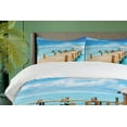 thumbnail image 4 of Ambesonne Pier Duvet Cover Sets, Tropic Seascape Wooden Jetty, 2-King, Pale Sky Blue Sand Brown, 4 of 7