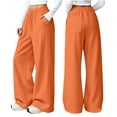 thumbnail image 7 of Women's Sweatpants Elastic Waisted Drawstring Solid Color Wide Leg Casual Athletic Workout Hiking Pants With Pockets, 7 of 7