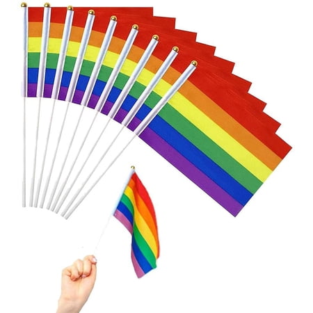 yayagoli 50 Pack Large Rainbow Pride Flag Small Mini Flag Hand Held ...