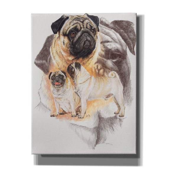 Epic Graffiti 'Pug and Ghost' by Barbara Keith, Canvas Wall Art, 12"x16"