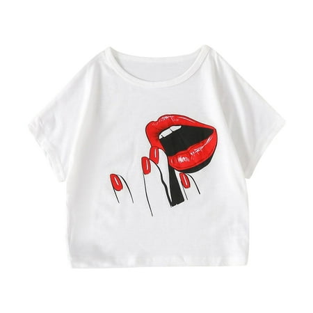 

Toddler Tops Summer Girls T-Shirt Cartoon Printed Sweet Lovely Clothes Outwear Fashion For Children Sweet Lovely Clothes Outwear