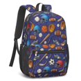 thumbnail image 2 of Football and Baseball Navy Pattern 17" School Backpacks for Teens,Waterproof Oxford Fabric,S-Shape Padded Straps for School,Travel,Hiking,Camping, 2 of 6