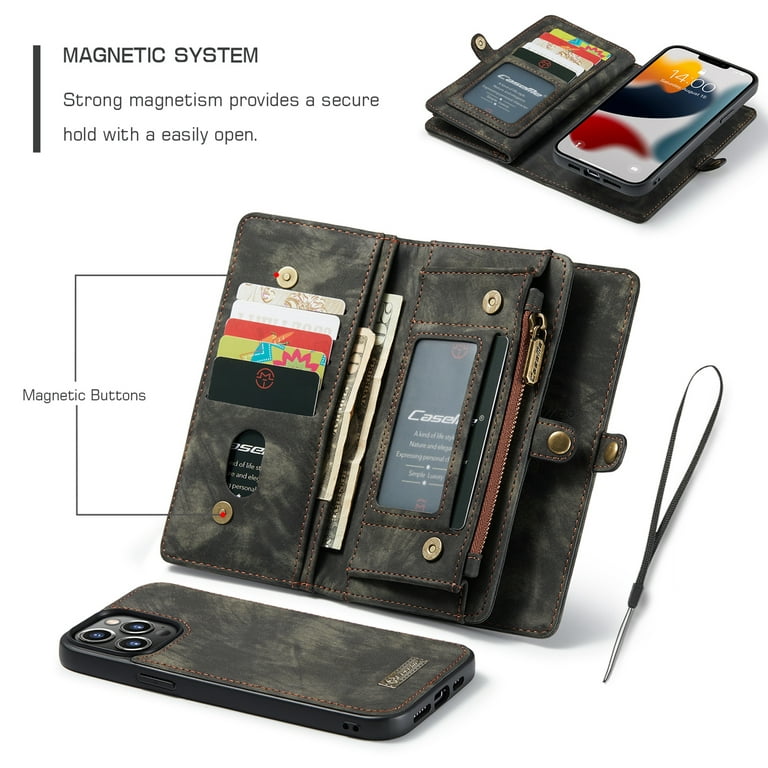 For iPhone 13 Pro Luxury Side Magnetic Button Card ID Holder