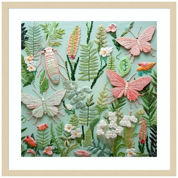 Amanti Art Butterflies Patch Wood Framed Wall Art Print