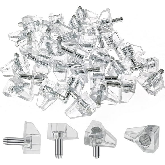 30pcs 1/8 Inch (3mm) Shelf Support Peg, Clear Plastic Cabinet Shelf Pins, Shelf Supports Pins for Closet, Kitchen, Furniture Shelves Holder Pegs
