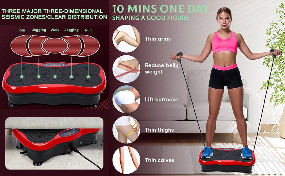 Korogimeeet Whole Body Vibrating Platform, 4 Smart Modes + Manual 1-99 Speed, 2 Resistance Bands Included, LED Touch Display, 300 lb Capacity, for Strength & Rehabilitation, 21 x 12 x 5 Inch