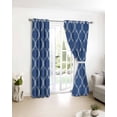 thumbnail image 3 of Dark Blue Morocco Blackout Curtains for Bedroom/Living Room, Thermal Insulated Kitchen Curtains, Ethnic Abstract Geometric Quatrefoil Grid Grommet Darkening Window Treatment Drapes 52"x72"x2, 3 of 8