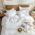 thumbnail image 2 of Cotton Duvet Cover Queen Size Pinstriped Comforter Cover with Button Washed Cotton Breathable Soft Solid Bedding Set Duvet Cover ×in & Pillowcases (NO Comforter), 2 of 9