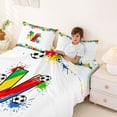 thumbnail image 4 of Erosebridal Splash Soccer Letter V Queen Sheet Sets, Sport Bed Set for Boys and Girls, 4 Pieces, 1 Flat Sheet, 1 Fitted Sheet and 2 Pillowcases, 4 of 6