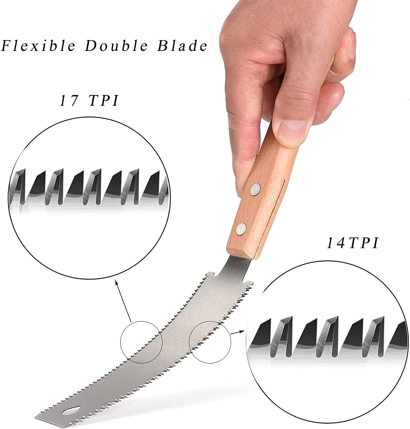 6 inch Japanese Steel Hand Saw, Double Edge TPI 17/14, Non