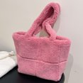 thumbnail image 1 of Bolso de piel sintética para mujer, bolso de mano informal de felpa, bolso de compras ligero de invierno, 1 of 9