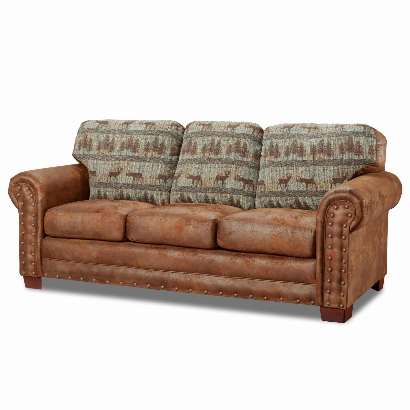 American Furniture Classics 8505-90 Deer Teal/Brown Lodge Tapestry Sofa Sleeper