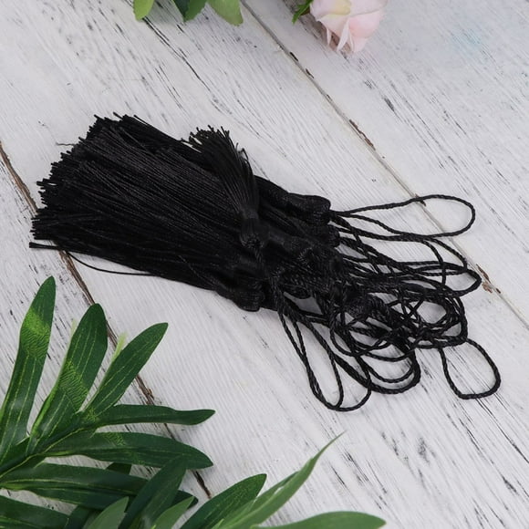 SUTENGDA Guirlande à Pompons Noire Suspendue à Franges Boucles d'Oreilles Pompons Fait Main