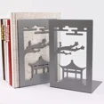 thumbnail image 1 of Stylish Premium Metal Bookends Creative Hollow-out Art Landmark Book Stands Creative Gift Non-Slip Bookends Book Support a slice-10, 1 of 6