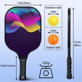 thumbnail image 4 of Pickleball Paddles Set Of 2, Fiberglass Surface, Fluid Smoke Aurora Art Style, 4 Balls & Bag, 4 of 5
