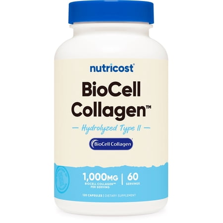 Nutricost BioCell Collagen (1,000mg) 120 Capsules - Hydrolyzed Type II Collagen Supplement, GMO-Free, Gluten-Free, 60 Servings