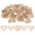 thumbnail image 1 of 100pcs Love Heart Shape Wooden Pieces Creative DIY Flower Wood Crafts Hollow Out Home Decor Wood Chips (Random Style), 1 of 4