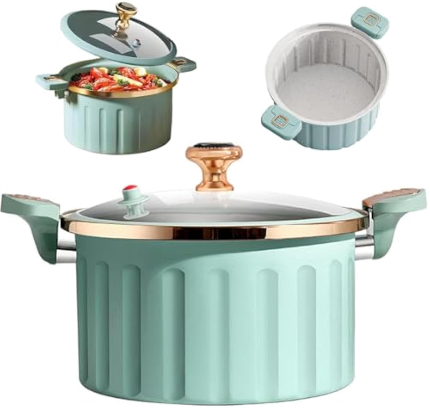Housewor Micro Pressure Cooker, Housewor Non-Stick Pot, 8L Large Capacity Enamel Small Pressure Cooker for Open Fire, Induction Cooker, Electric Stove, Gas Stove (White)