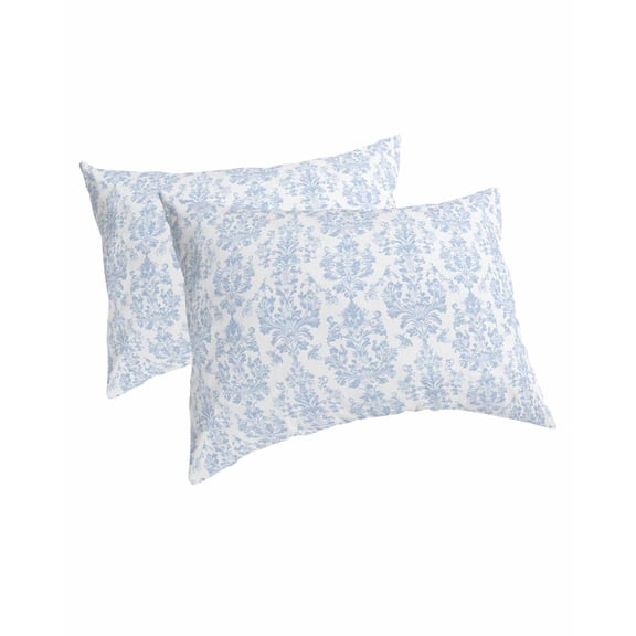 Blue Boho Floral Pillow Covers Standard Size 2 Pack, Farmhouse Middle Century Flowers Soft Bed Throw Pillowcases Breathable Cooling Long Lumbar Body Pillow Sham Cover for Bed Sofa 20''x26''