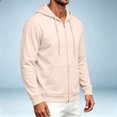 thumbnail image 5 of Qwertyu Zip Up Hoodie Men Long Sleeve Fleece Hooded Cardigan with Pocket Lightweight Loose Fit Athletic Jackets Khaki M, 5 of 6