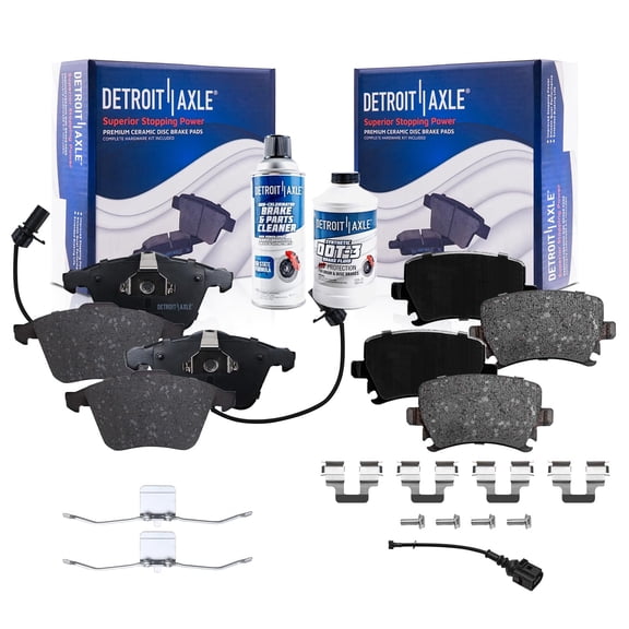 Detroit Axle - Brake Pads for 2005-2009 Audi A4 Quattro, 2005-2011 Audi A6 Quattro, Ceramic Brake Pads w/ Hardware 2007 2008 Front & Rear Replacement