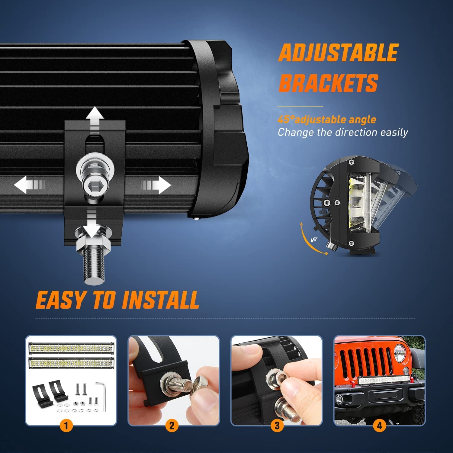 Nilight 13.5Inch Side Shooter LED Light Bar Quadruple Row Spot Flood Combo Lights w/Wiring Kit for Fog Light Driving Light Work Light on Truck SUV ATV UTV Jeep, 2 Years Warranty