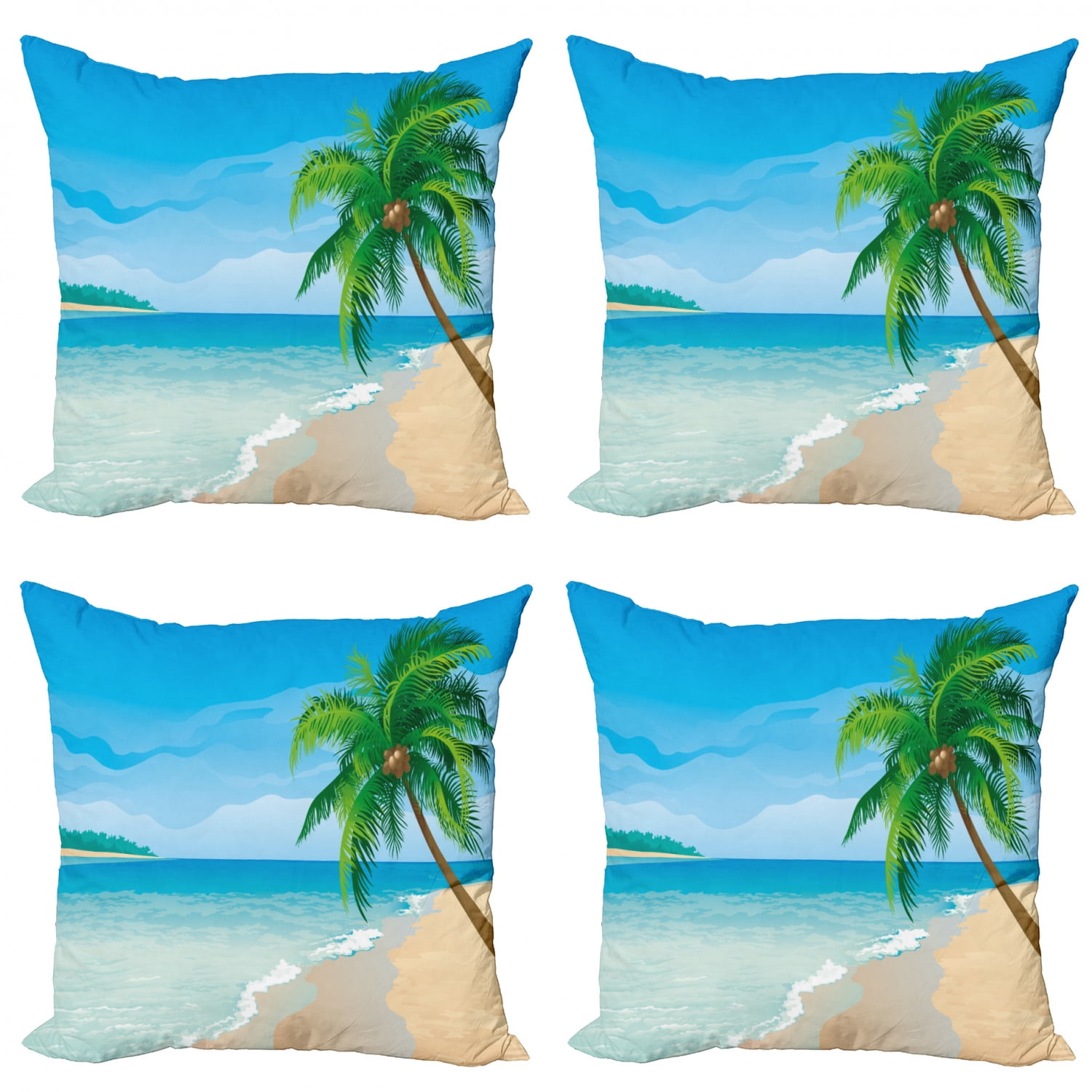 Tropical Summer Beach Sea Coconut Tree  Pillow Case Cushion Cover Home Decor