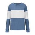 thumbnail image 6 of STETMN Women's Color Block Sweater Striped Crewneck Loose Pullover Top Knitted Long Sleeve Shirts, 6 of 6