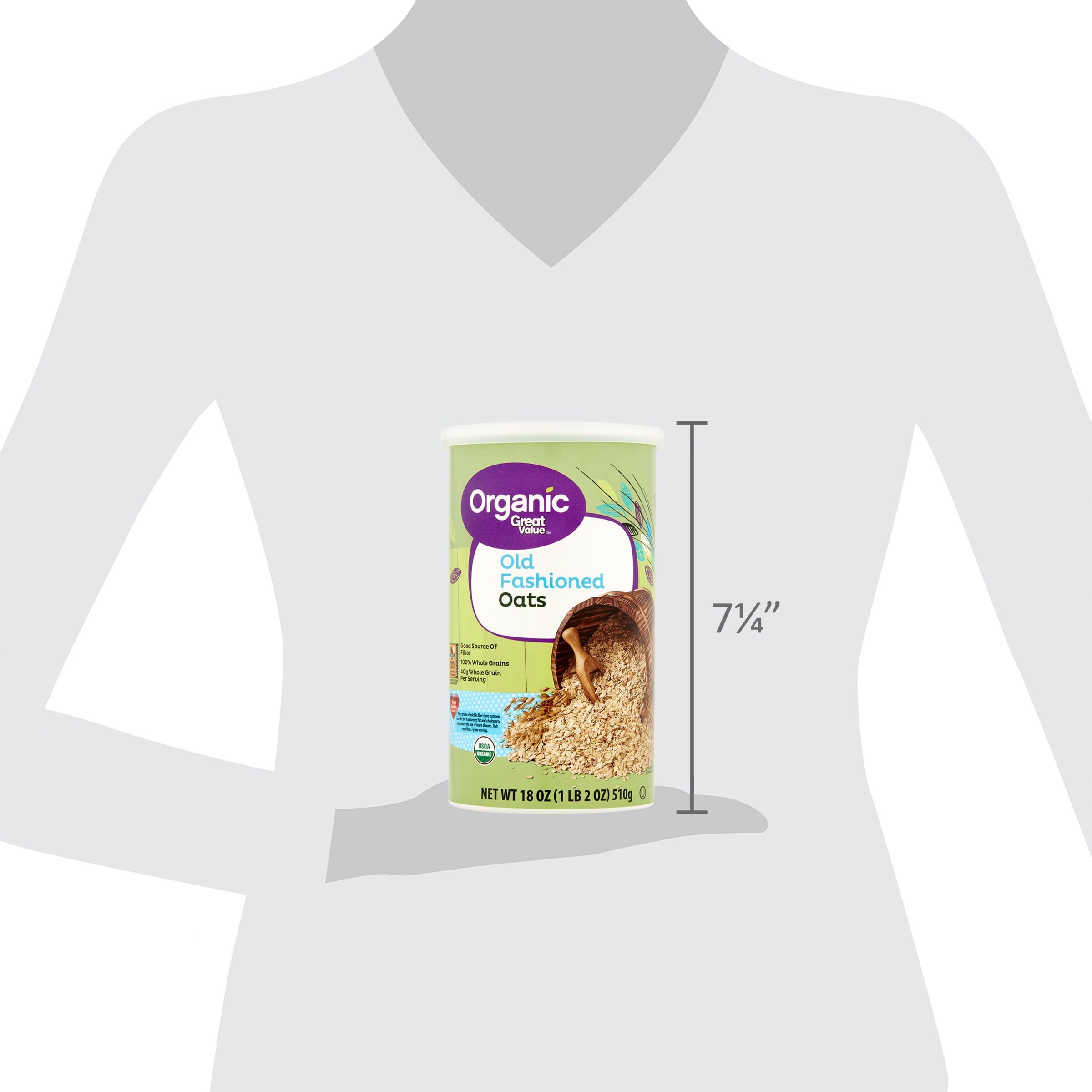 Great Value Organic Old Fashioned Oats, 18 oz Carton