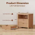thumbnail image 3 of Satifur Modern Fluted Nightstand with Charging Station, Wooden Bedside Table with 2 Drawers and Open Shelf for Bedroom, Natural Oak, Set of 2, 3 of 9