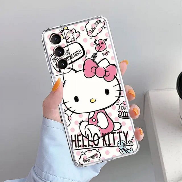 Cartoon Hello Kitty Cute Clear Case For Samsung Galaxy S22 S20 FE S23 S21 S10 S9 Plus Note 20 Ultra 10 Transparent Phone Shell LXY